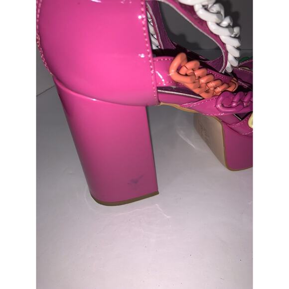 Azalea Wang Pink Corrine Chain Link Platform Sandals Size 7.5 - Picture 5 of 8